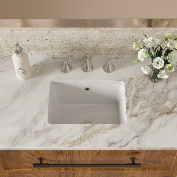 18 X 12" Elegant Ceramic Rectangular Undermount Bathroom Sink With Overflow - White