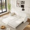 Pull Out Sofa Bed, 3 In 1 Convertible Sleeper Sofa With Nailhead Trim & Rolled Arm, Multi Functional Sofa Bed For Living Room, Bedroom, Apartment, Office - Cream White - Image 6