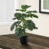 24" Tall, Artificial Plant, Monstera, Indoor, Faux, Fake, Table, Greenery, Potted, Real Touch, Decorative - Green / Black - Image 4