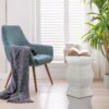 Contemporary Ceramic Drum Stool Indoor / Outdoor Side Table Glazed Accent Garden Stool - White - Image 2