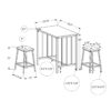 3 Pieces Dining Set, Counter Height, Rectangular, Small, Contemporary - Taupe - Image 5