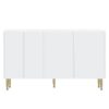 Modern Sideboard Buffet Cabinet Marble Sticker Tabletop And Amber-Yellow Tempered Glass Doors With Gold Metal Legs & Handles - White - Image 11