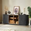 Modern 64" Wavy TV Cabinet With LED Lights - Black - Image 6