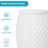 Glazed Ceramic Drum Stool Indoor / Outdoor Side Table Ceramic - White - Image 6