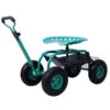 Rolling Garden Scooter Cart Seat With Wheels, 360 Swivel, Tool Tray, Steel Frame - Green - Image 8