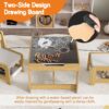 3 In 1 Kids Study Table & Chairs Set Multi Functional Activity Table With Detachable Blackboard Top - Natural Wood - Image 20
