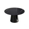 Modern Artificial Stone Round Carbon Steel Base Dining Table, Can Accommodate 6 People - Black - Image 9