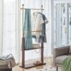 Hanger Double Layer Coat Rack With Solid Wood Partition - Gold / Walnut - Image 4