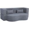2 In 1 Convertible Sofa Bed, Full Size Folding Loveseat Couch With Soft Teddy Fabric, Floor Sofa Mattress With 2 Pillows, Space Saving Futon For Small Living Room, Dorm - Gray - Image 17