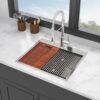 25" Drop In Kitchen Sink Stainless Steel 16 Gauge Workstation Single Bowl - Gray - Image 2