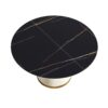 53.15" Modern Artificial Stone Round Carbon Steel Base Dining Table, Can Accommodate 6 People - Black / White - Image 9