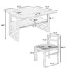 5 Piece Extendable Wood Square Dining Table Set With 2 Drop Leaves, Compact Storage Shelf Kitchen Table Set With Upholstered Chairs For 4 - Brown - Image 2