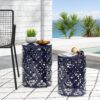 Modern Iron Cut Design End Table (Set of 2) - Navy Blue - Image 4