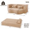2 In 1 Convertible Sofa Bed, Full Size Folding Loveseat Couch With Soft Teddy Fabric, Floor Sofa Mattress With 2 Pillows, Space Saving Futon For Small Living Room, Dorm - Apricot - Image 3