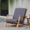 Patio Lounge Chair, Outdoor Club Chair - Dark Gray / Teak - Image 4