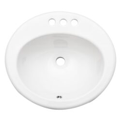20 X 18" Modern Ceramic Oval Undermount Bathroom Sink With 3 Faucet Holes - White