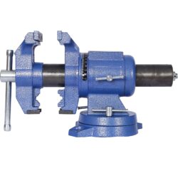 Heavy Duty 5" Multi Jaw Rotating Bench Vise With 360 Degree Swivel Base And Head - Blue