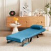Convertible 5 In 1 Folding Chair Bed With Adjustable Backrest & Pillow Linen For Small Spaces - Blue - Image 6