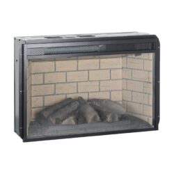 26" Infrared Quartz Heater Fireplace Insert -Woodlog Version With Brick - Antique Black