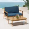Emmry - Outdoor Loveseat Set With Coffee Table - Teak - Image 4