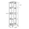 4 Tier All Steel Rotating Bookshelf With 360° Wheels, Large Size Sturdy & Spacious Book Rack, New Style Bookshelf - White - Image 4