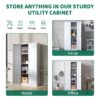 Heavy Duty Metal Garage Storage Cabinet, Steel Locking Cabinet With Adjustable Shelves - Brushed Nickel - Image 6
