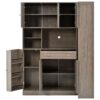 Freestanding Buffet With Hutch, Large Kitchen Pantry Storage Cabinet Cupboard With Pull Out Side Cabinet, Door Shelves And Drawer - Brown - Image 2