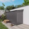 Metal Outdoor Storage Shed 4 X 9 Ft With Sloping Roof, Vents, And Side Door - Gray - Image 13