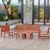 5 Piece Indoor / Outdoor Furniture Set 3 Seater Sofa, 2 Chairs And 2 Coffee Tables, Waterproof And Durable - Apricot Brown, Pp - Image 5