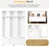 Modern Large Storage Hall Tree With Bench, Luxurious Coat Rack With 6 Hooks And Legs For Entryway, Living Room - White / Gold - Image 6