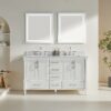 Freestanding Double Bathroom Vanity With Extra Black Handles - White - Image 2