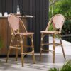 Outdoor Rattan French Barstool Set With Rust / Wicker And, Seat Height - Rust Red / White - Image 5