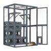 Outdoor Cat House With Shelves And Weather Protection, Removable Wood Boxes - Gray - Image 8