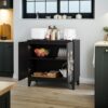 Vintage Carved Buffet Cabinet With Adjustable Shelves, Wooden Decorative Sideboard - Black - Image 13
