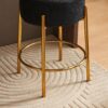 Round Bar Stools (Set of 2), Contemporary Upholstered Dining Stools For Kitchens, Coffee Shops And Bar Stores - Black / Gold - Image 9