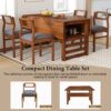 5 Piece Extendable Wood Square Dining Table Set With 2 Drop Leaves, Compact Storage Shelf Kitchen Table Set With Upholstered Chairs For 4 - Brown - Image 3