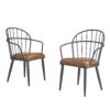 5 Piece Industrial Style Indoor Upholstered Dining Set With Metal Legs - Brown - Image 7