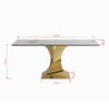 Modern Rectangular Dining Table For 6 - 8, Plated Hourglass Base, Sintered Stone Top - Gold / White - Image 3