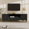 Modern TV Stand For TVs Up To 80", Entertainment Center With Open Compartment, TV Storage Cabinet With 2 Drawers, 2 Cabinets And 5 Solid Legs For Living Room - Black - Image 4