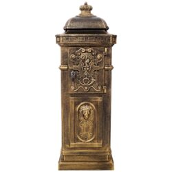 Mailboxs Residential The Court Large Capacity Letter Box, Outdoor Rainproof Postbox, Copper Color, Cast Aluminum - Copper