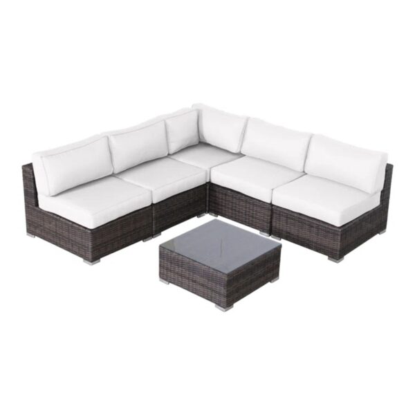 4 Person Rattan Patio Lounge Set With Premium Cushions - Brown Mix
