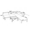 6 Piece Patio Sofa Set, Acacia Wood Outdoor Modular Sectional Garden Furniture Set L Shaped Conversation Set, Convertible Daybed With Tea Table, Ottoman, 5 Cushions And Pillows - Teak / Beige - Image 12