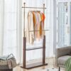 Hanger Double Layer Coat Rack With Solid Wood Partition - Gold / Walnut - Image 5