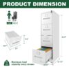 Premium 4 Drawer File Cabinet With Lock Metal Vertical Design For Office And Home, A4 Legal / Letter Size, Steel Construction - Gunmetal Black - Image 3
