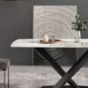 Modern Artificial Stone Pandora White Curved Metal Leg Dining Table, Can Accommodate 6-8 People - Antique White - Image 5