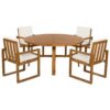 5 Piece Outdoor Patio Dining Set With 4 Armchairs And Table - Beige - Image 10