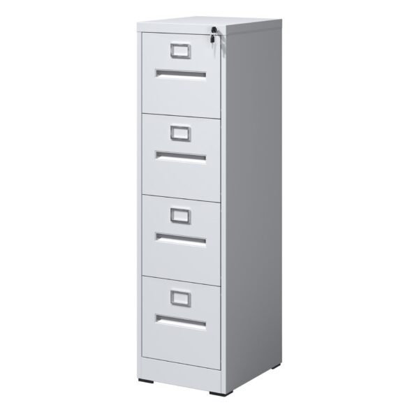 Premium 4 Drawer File Cabinet With Lock Metal Vertical Design For Office And Home, A4 Legal / Letter Size, Steel Construction - Gunmetal Black