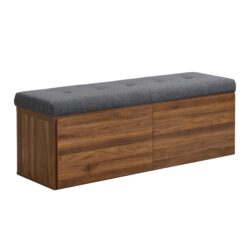 Shoe Storage Bench Entryway Shoe Cabinet Storage Ottoman With Padded Seat Cushion And Double Doors For Entryway, Hallway And Bedroom - Dark Gray