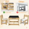 3 In 1 Kids Study Table & Chairs Set Multi Functional Activity Table With Detachable Blackboard Top - Natural Wood - Image 18
