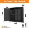 Metal Wall Mounted Tool Storage Cabinet With 2 Locking Doors, Adjustable Shelf, And Drawer - Black - Image 3